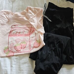 torrid Black Ankle Cropped Pants & Tshirt Set